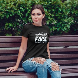 "I'm not responsible for what my face does when you talk" - Sarcastic Quote tee - Black - unisex T-shirt.
