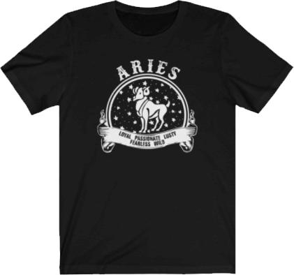 Aries Horoscope - Aries Zodiac Sign Black T-Shirt. Aries Tee - Black Unisex T-shirt