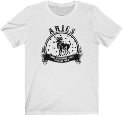 Aries Horoscope - Aries Zodiac Sign White Tee. Aries T Shirt - White Unisex Tee
