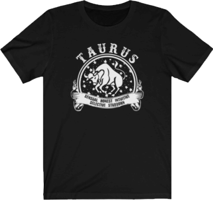 Taurus Horoscope - Taurus Zodiac Sign Black T-Shirt. Taurus Tee - Black Unisex T-shirt