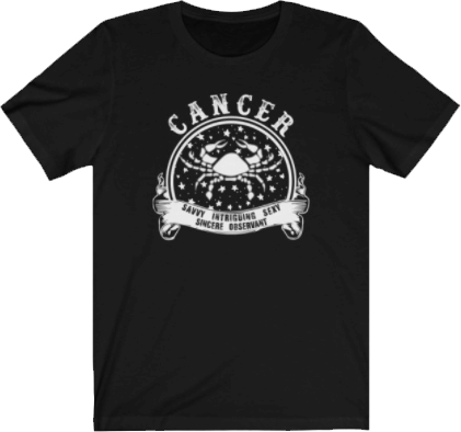 Cancer Horoscope - Cancer Zodiac Sign Black T-Shirt. Cancer Tee - Black Unisex T-shirt