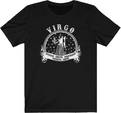 Virgo Horoscope - Virgo Zodiac Sign Black T-Shirt. Virgo Tee - Black Unisex T-shirt