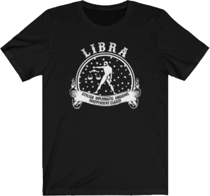 Libra Horoscope - Libra Zodiac Sign Black T-Shirt. Libra Tee - Black Unisex T-shirt