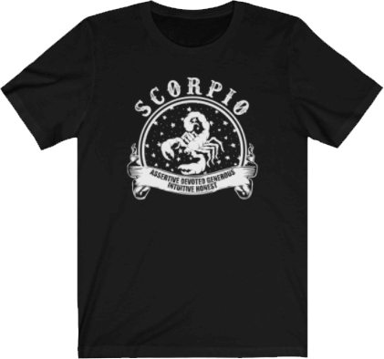 Scorpio Horoscope - Scorpio Zodiac Sign Black T-Shirt. Scorpio Tee - Black Unisex T-shirt