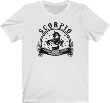 Scorpio Horoscope - Scorpio Zodiac Sign White Tee. Scorpio T Shirt - White Unisex Tee