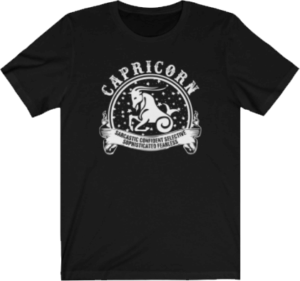 Capricorn Horoscope - Capricorn Zodiac Sign Black T-Shirt. Capricorn Tee - Black Unisex T-shirt