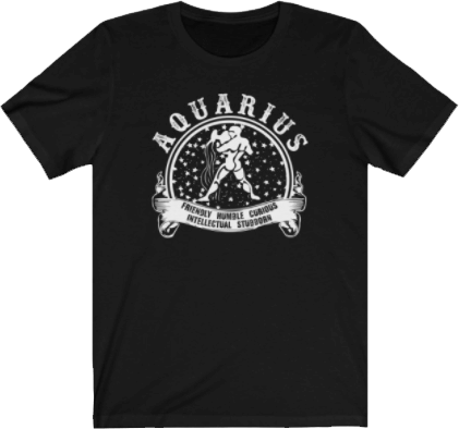 Aquarius Horoscope - Aquarius Zodiac Sign Black T-Shirt. Aquarius Tee - Black Unisex T-shirt