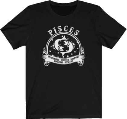 Pisces Horoscope - Pisces Zodiac Sign Black T-Shirt. Pisces Tee - Black Unisex T-shirt